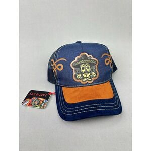 Ay Guey Denim Dia De Los Muertos Trucker Hat SnapBack Cap‎ NWT